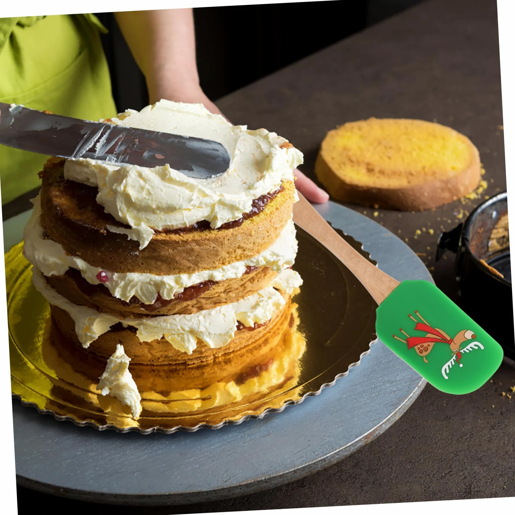 4piezas Espátula De Silicona Para Repostería Mango De Herramientas De Cocina De Diseño Navideño Raspadores De Crema Antiadherentes y Reutilizables Para Mezclar y Decorar