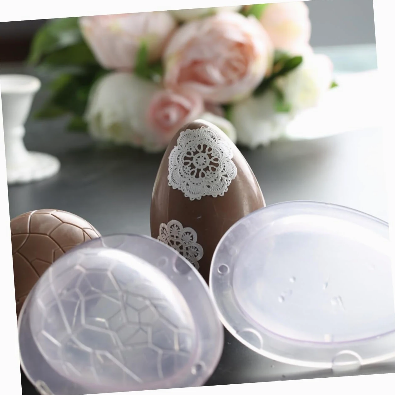 TOPBATHY 3piezas Molde De Chocolate De Huevo De Con Herramienta De Decoración Para Pasteles y Repostería Para Hacer Huevos De Pascua y Chocolates Artesanales