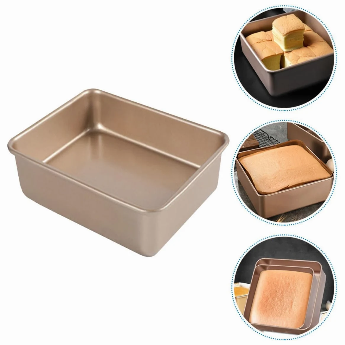 VANZACK Molde Cuadrado Fácil Desmolde para Pasteles de Acero Inoxidable Dorado Antiadherente y Multiuso Adecuado para Pizza y Snacks en Cocina