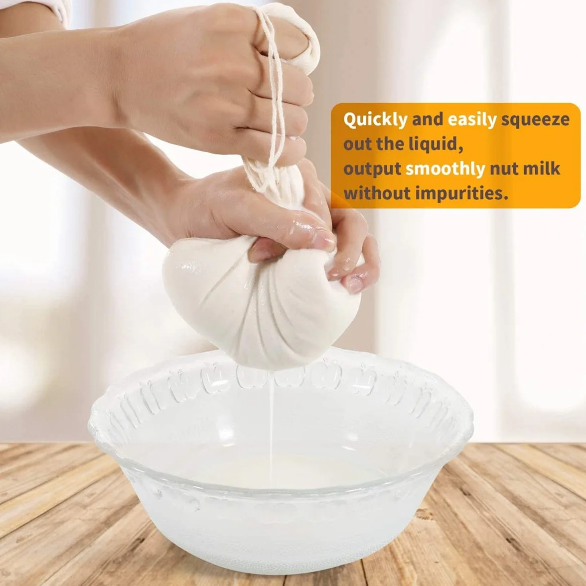 Maname® 5 Bolsas De Tela Reutilizables Filtrar Leche Vegetal. Bolsa para Escurrir Verduras. Colador De Tela Estameña Para Cocina. 3 Grandes + 2 XL Nut Milk Bag. Estopilla. Cheesecloth - Colador Kefir