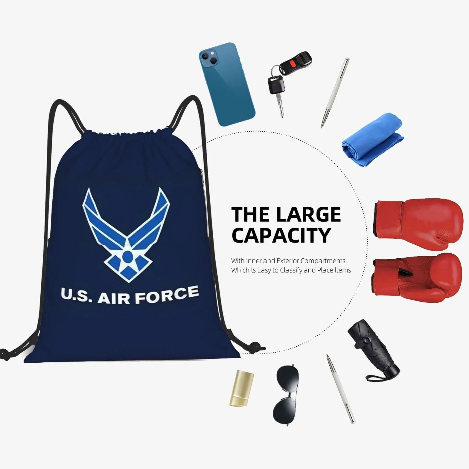 Air Force Military Flag Mochila Bolsa Deporte Gimnasio Saco con Cordón