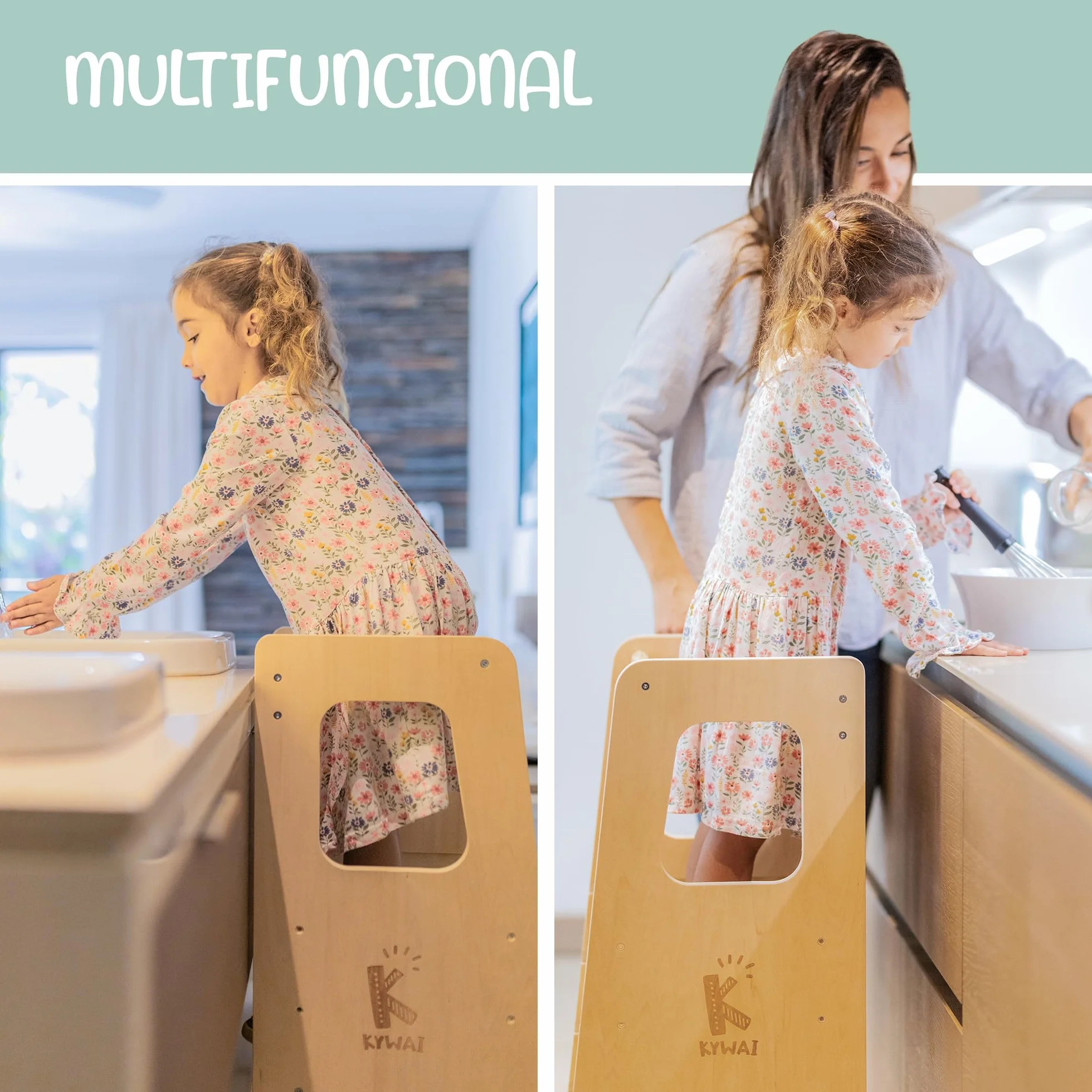 Torre de Aprendizaje Montessori Premium Desde 1 año, Doble Barrera, Patas Antivuelco