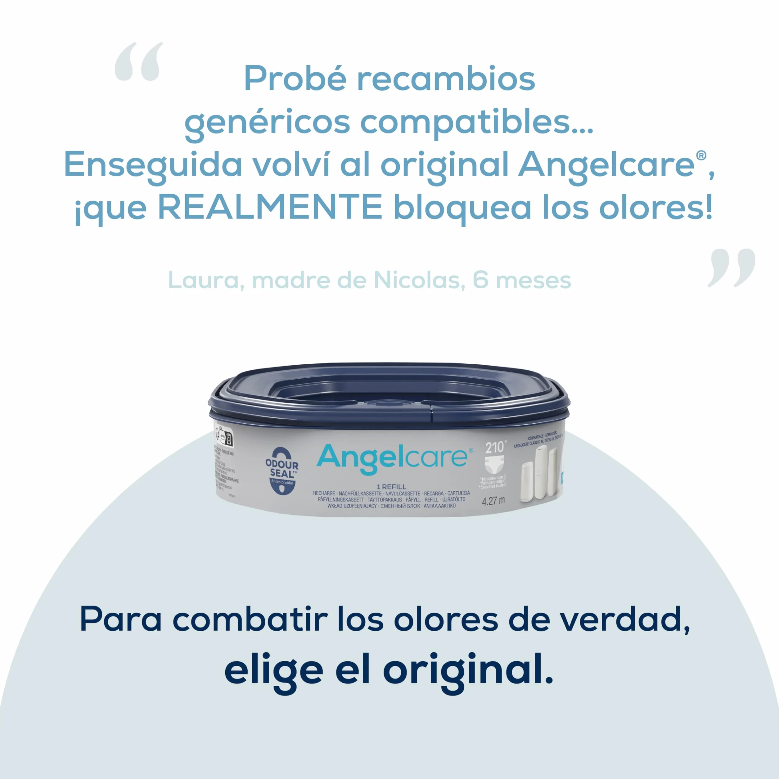 Angelcare Recambios octogonales para papelera de pañales, 3 Recharges