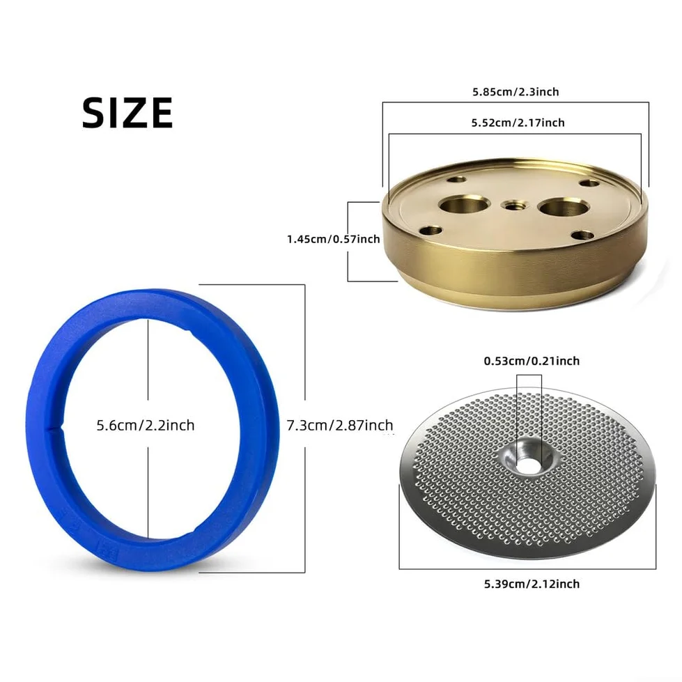 Kit de repuesto de cabezal de preparación para cafetera con pantalla de filtro y anillo de sellado para máquina de café espresso, acero inoxidable, tono dorado (juego
