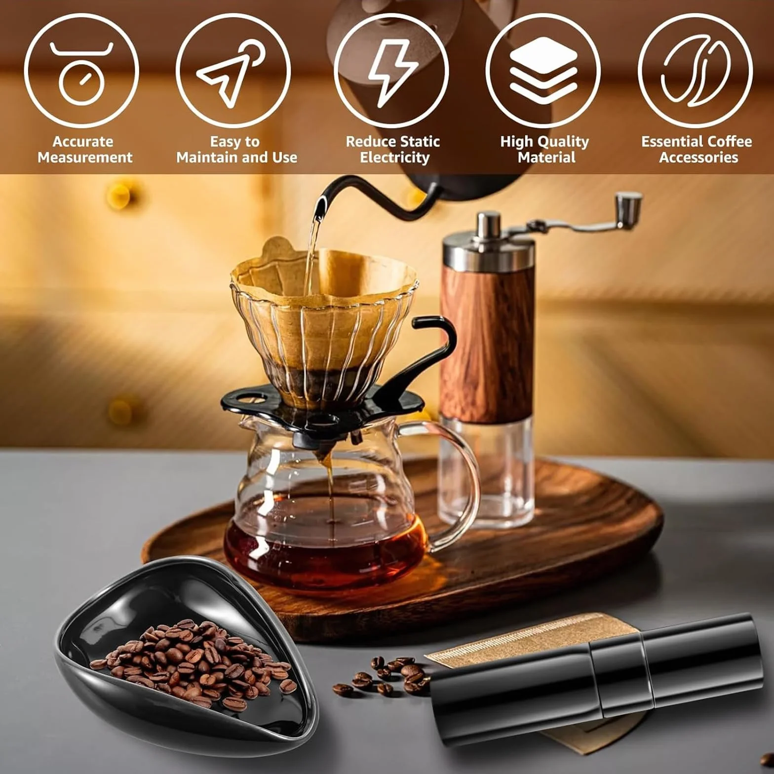2 Piezas Taza Dosificadora de Granos de Café Accesorios de Café Accesorios de Barra de Cerámica Recipiente Dosificador de Cerámica/Bandeja Medidora de Dosis Unica Regalo Para Amantes del Café