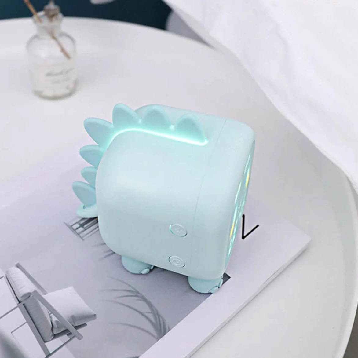 Mipcase Reloj Despertador Inteligente Diseño Animal de Plástico Verde, Función de Repetición y Silencio, Adecuado para Mesa de Noche Infantil