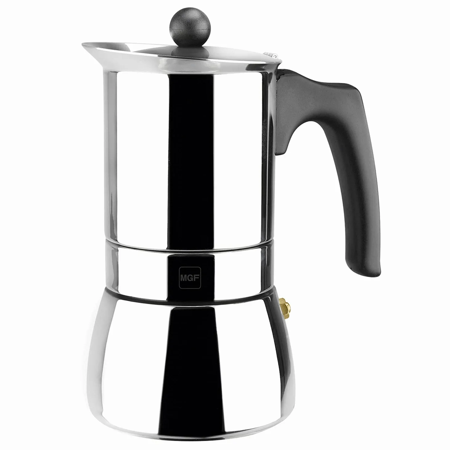 MAGEFESA Genova - Cafetera Italiana de 10 Tazas, 500ml, Acero Inoxidable 18/10, Mango Ergonómico, Ahorro de Energía, Todo Tipo de Cocinas, Inducción
