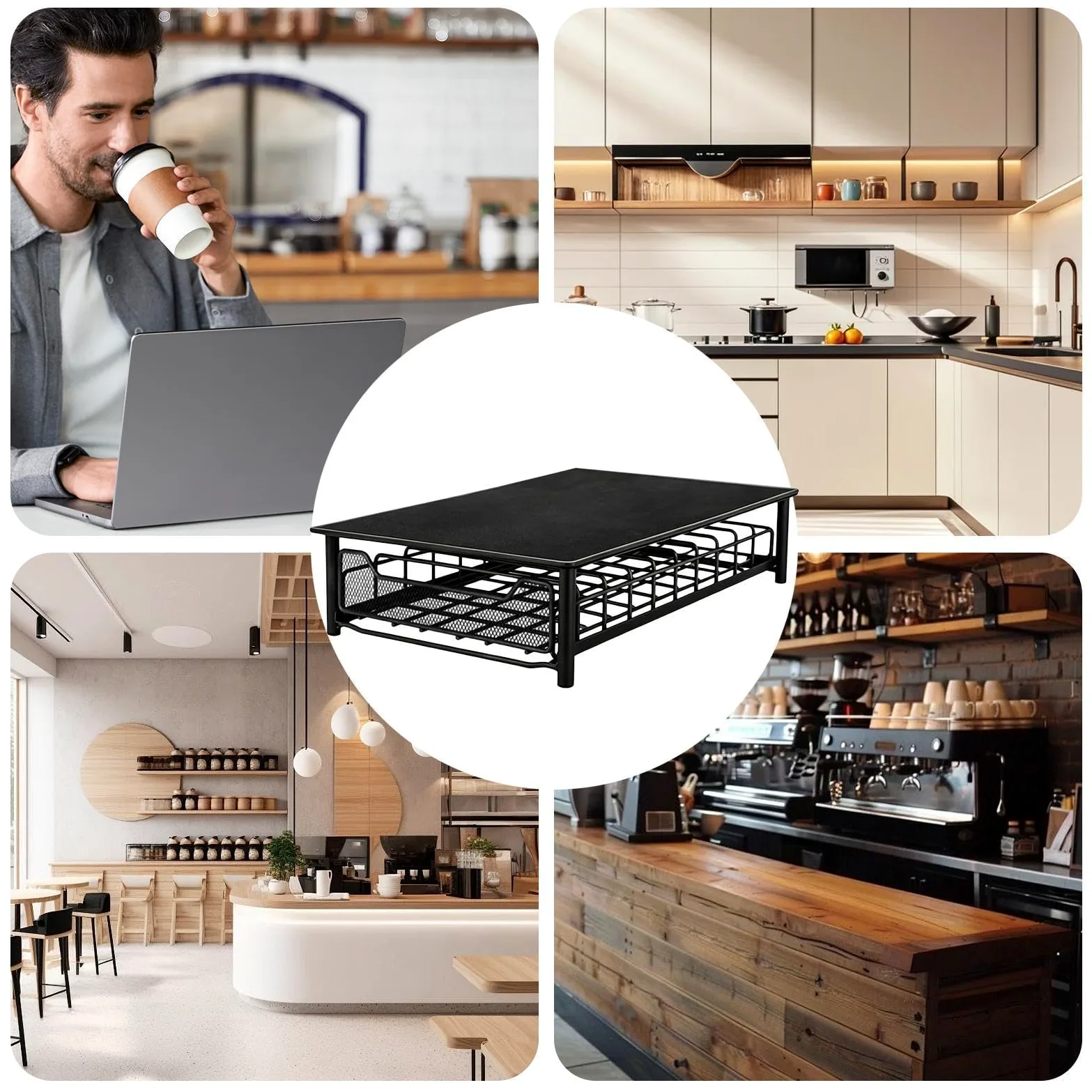 Organizador de Cápsulas de Café Resistente de Alambre Metálico con | Cajón Deslizante Organizador de Cápsulas para Cocina, Salón, Oficina