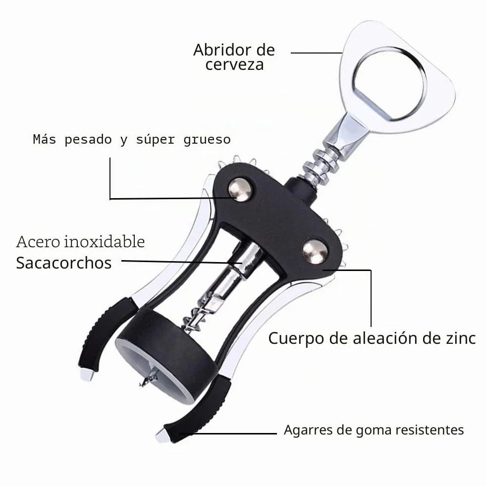 Foho Sacacorchos, Sacacorchos de abrebotellas de cerveza de vino tinto con tapón de botella de vino