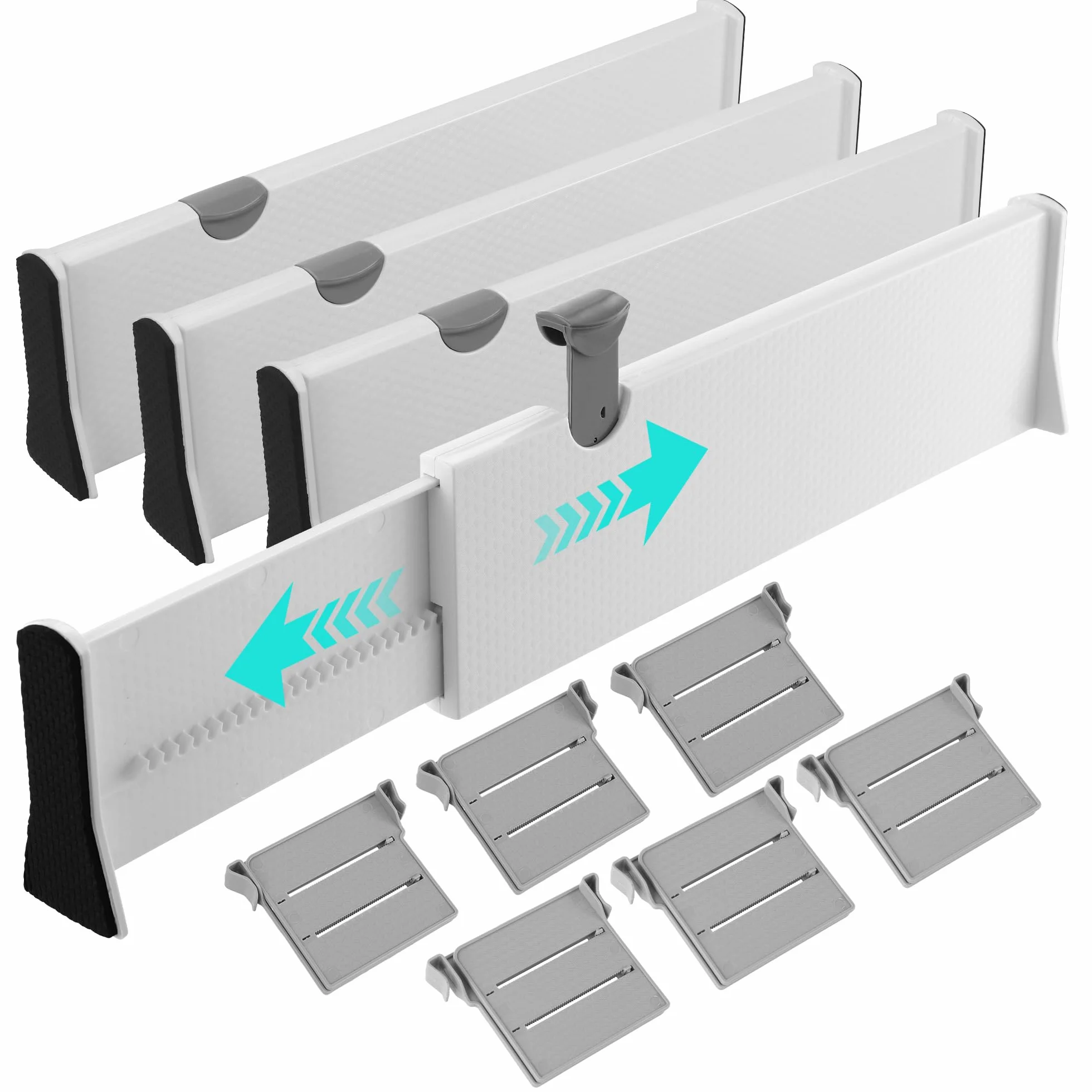 Separadores de Cajones de Plástico Ajustables 37.5-54 cm Paquete de 4 Blanco