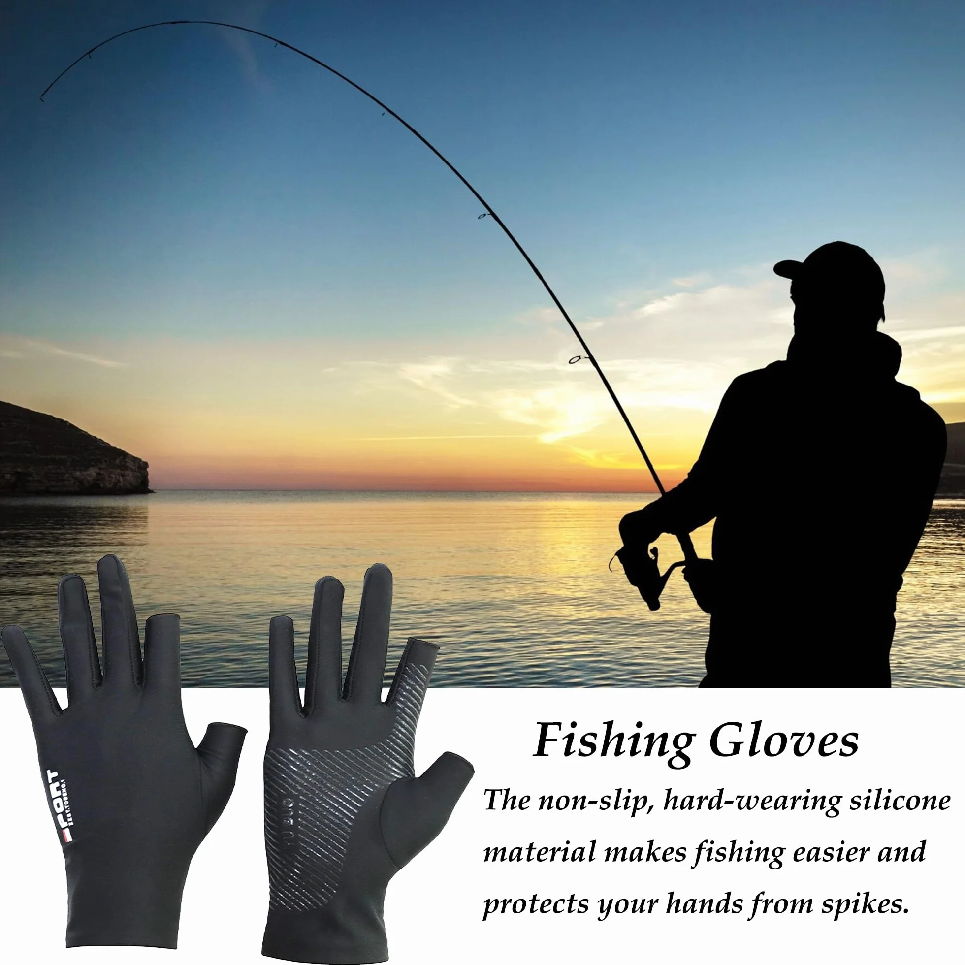 CHENNAN Guantes Antideslizantes de Protección Solar para Exteriores Transpirables para Pesca en Hielo para Hombre y Mujer