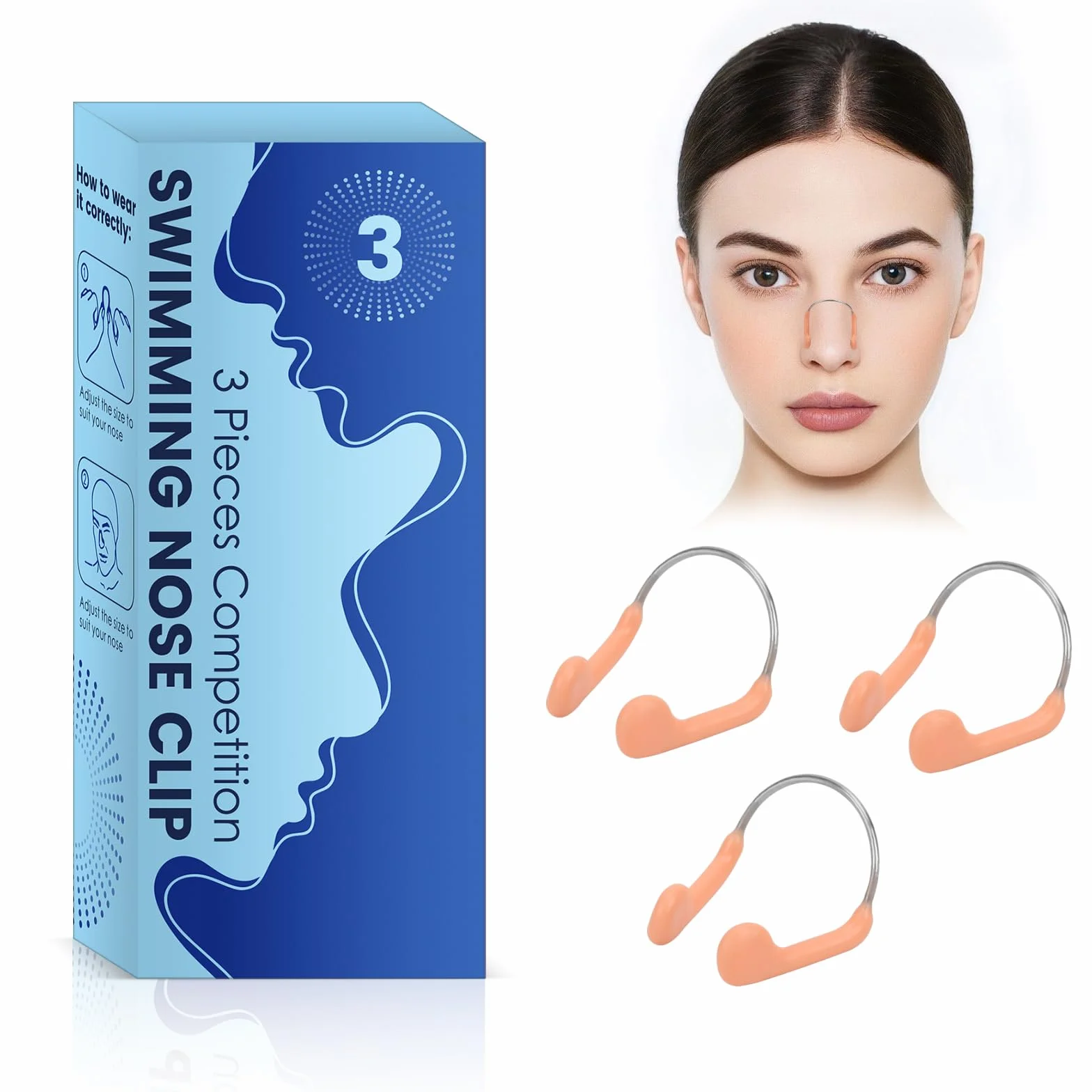 Pinza de Nariz de Natación de Silicona para Adultos 3PCS