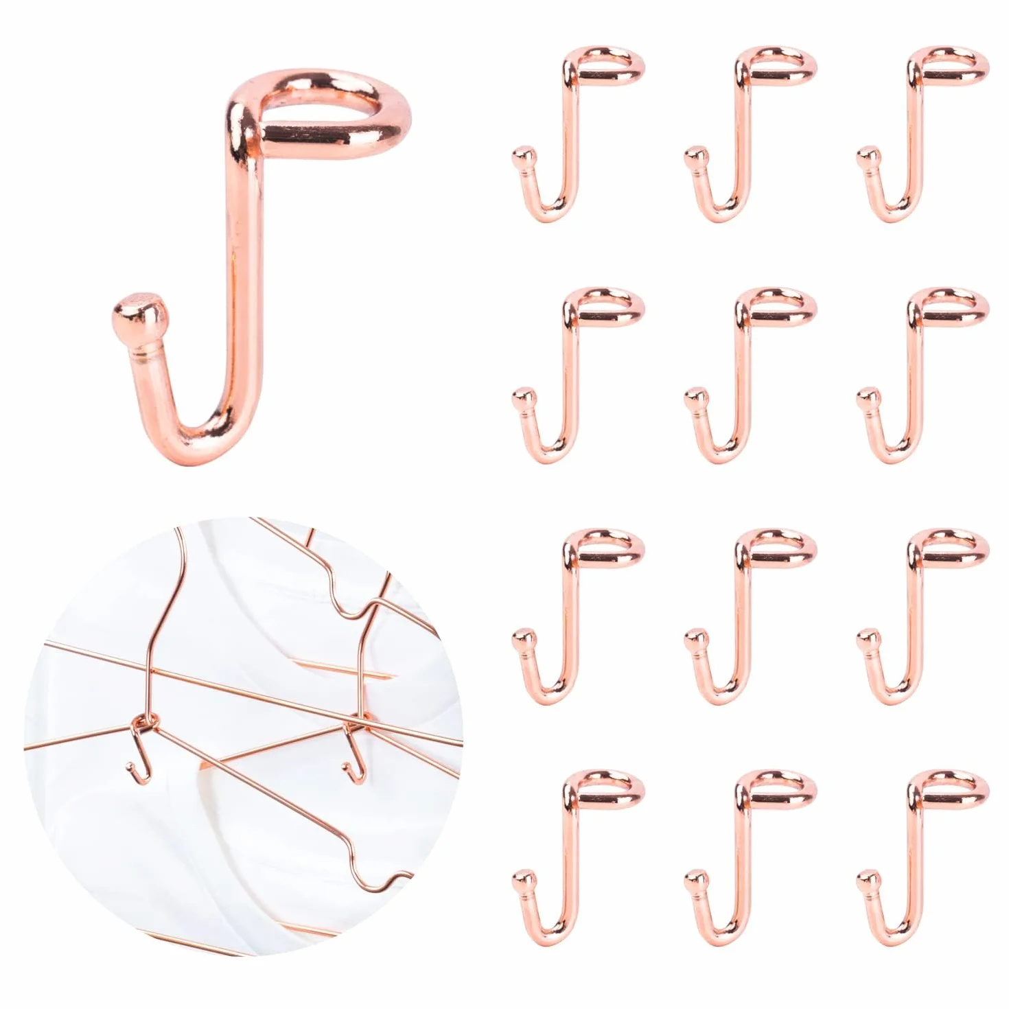 Percha de ropa, 36 ganchos conectores, ganchos de metal, color oro rosa, ganchos extensores, mini ganchos en cascada
