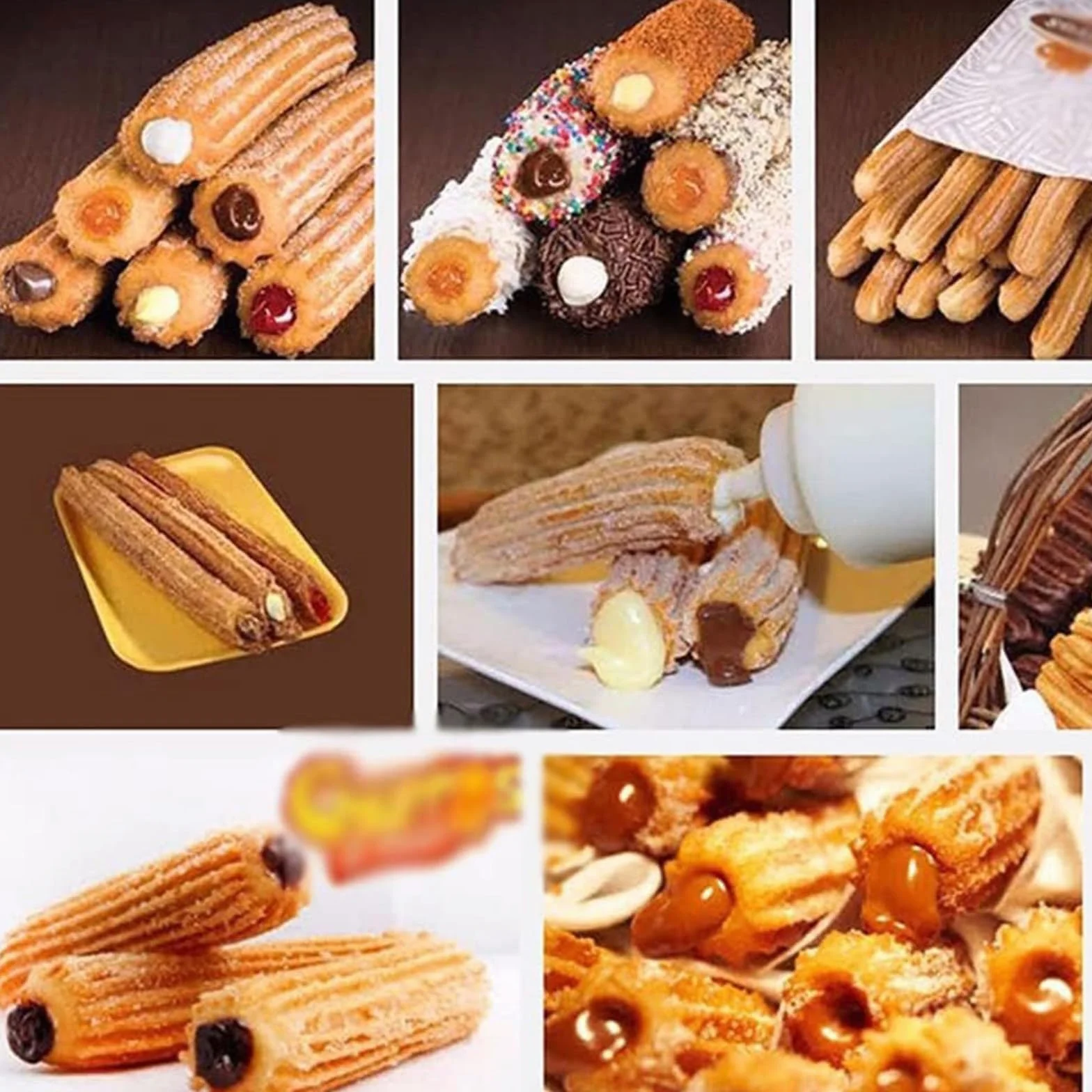 Máquina para Hacer Churros,Máquina para Hacer Churros Manual,Máquina De Llenado De Mermelada De Churros De Frutas Comerciales,con 4 Boquillas,Equipo para Hacer Refrigerios,7L