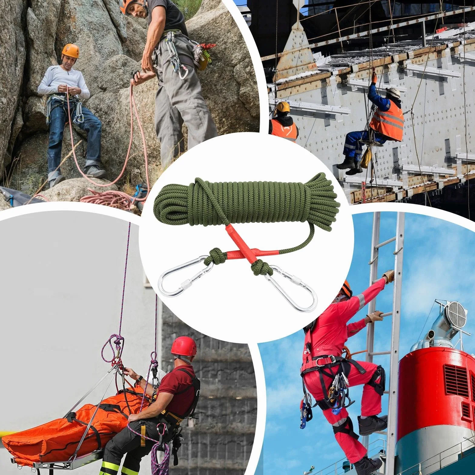 Cuerda De Escalada Estática 5 Metros Nylon para Seguridad Y Rescate Equipo De Tracción Exterior