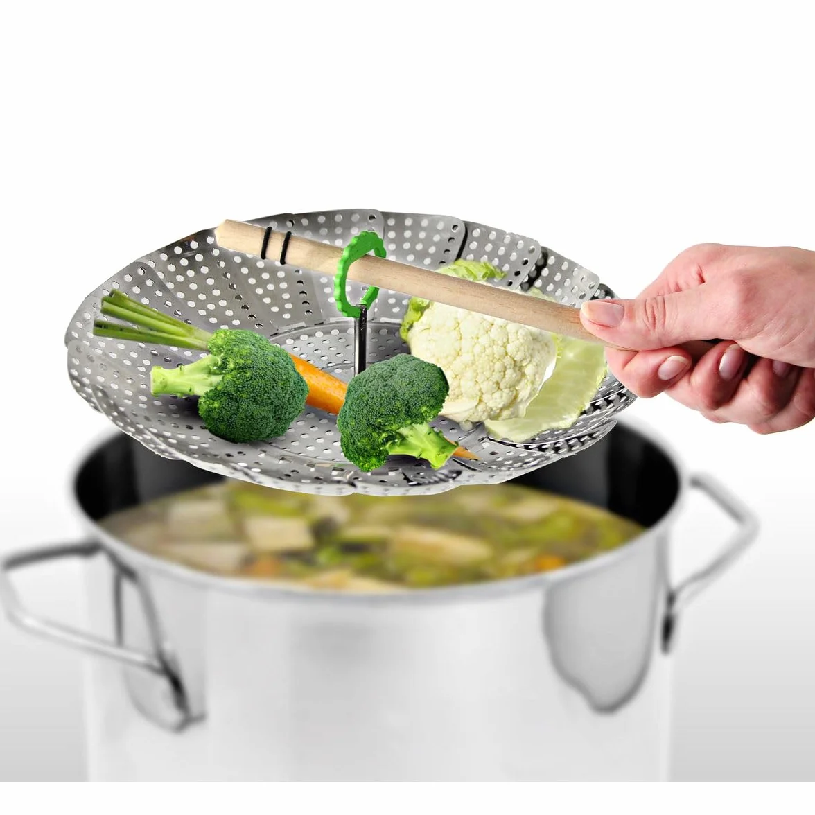 Fackelmann FOOD&MORE Cestillo Cocción Vapor acero inoxidable. Color inox. 13 a 24cm. 1 ud.