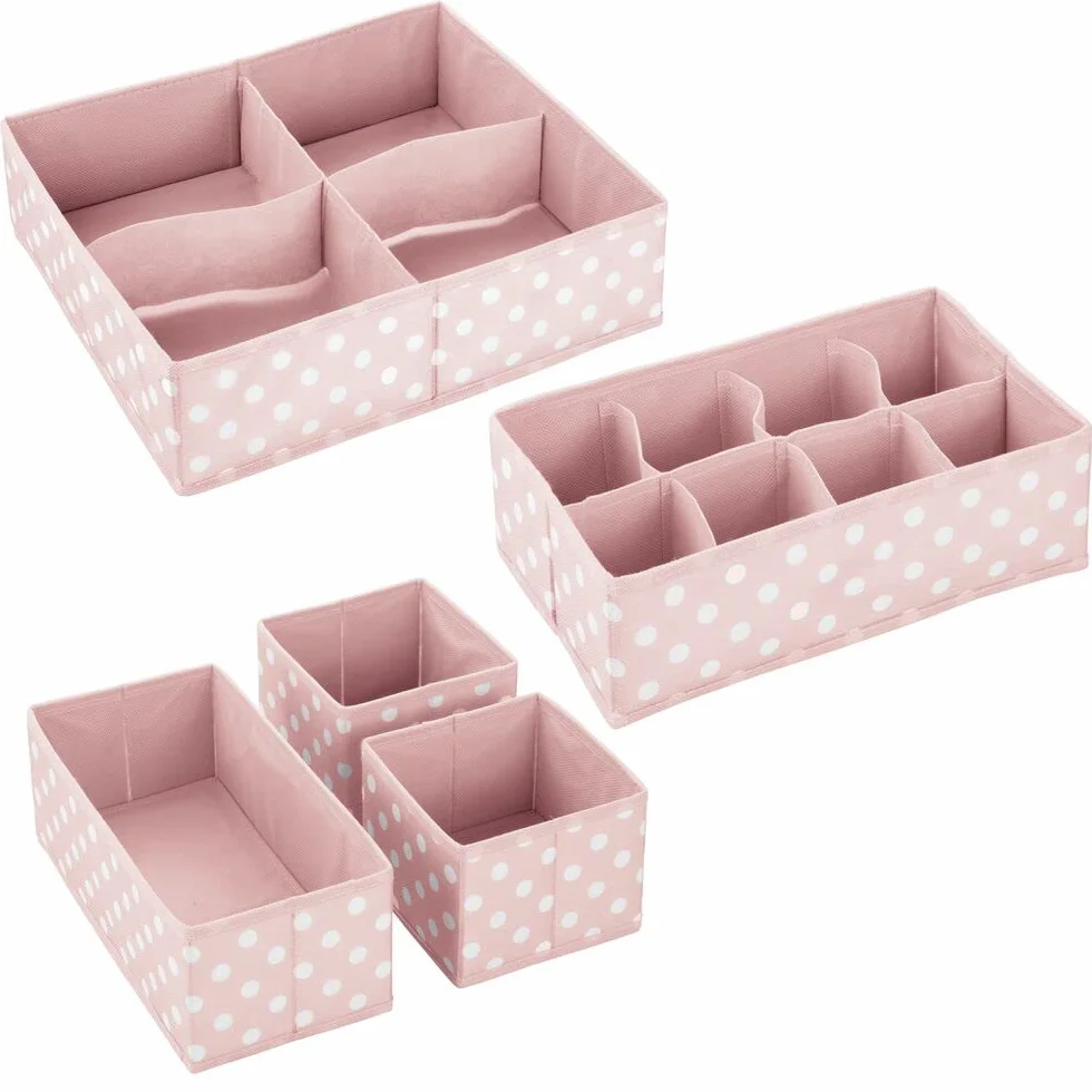 mDesign Juego de 5 cajas de almacenamiento para habitación infantil, rosa claro