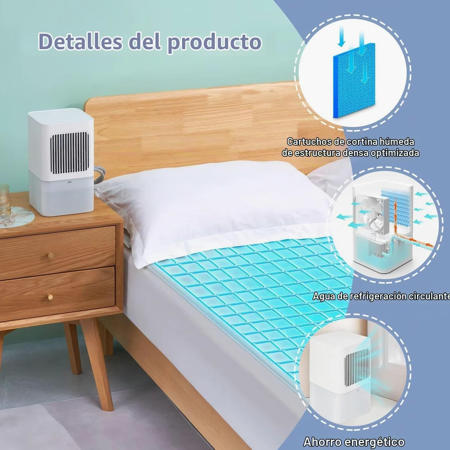 Colchón de refrigeración por agua Pad Cama Sistema de enfriamiento Noche Sudor y Hot Sleepers Alivio Almohadilla Refrigerada Control Remoto Hidro Colchón Refrigerado Topper Doble Tamaño 63 "x56" Twin
