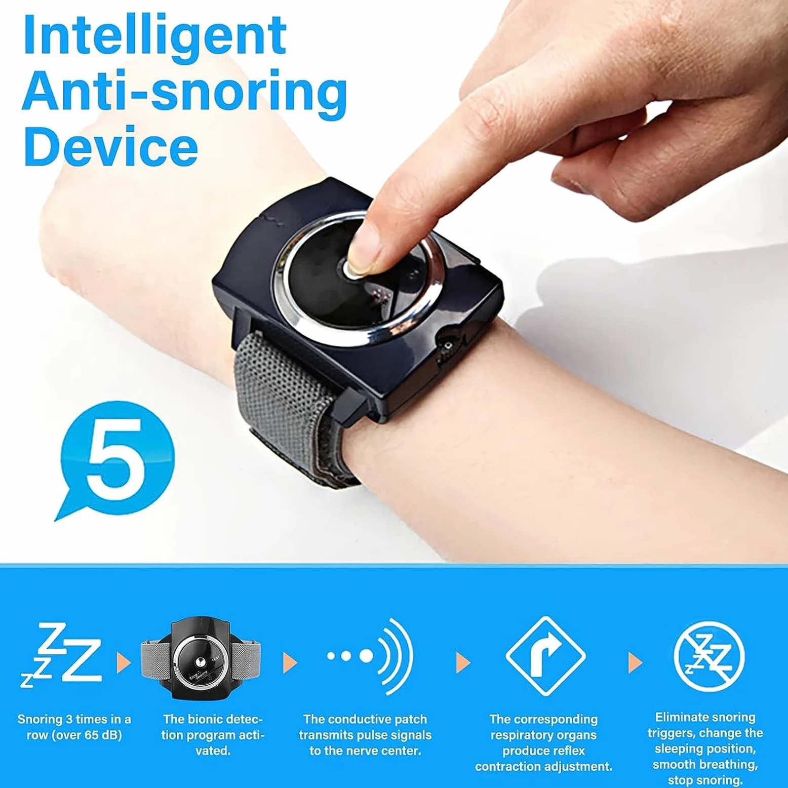 Pulsera Antirronquidos, Dispositivo De Conexión Para Dejar De Roncar Y Dormir, Pulsera Inteligente Para Detener Los Ronquidos, Dispositivo Antirronquidos, Eficaz Y Seguro, Para Hombres Y Mujeres