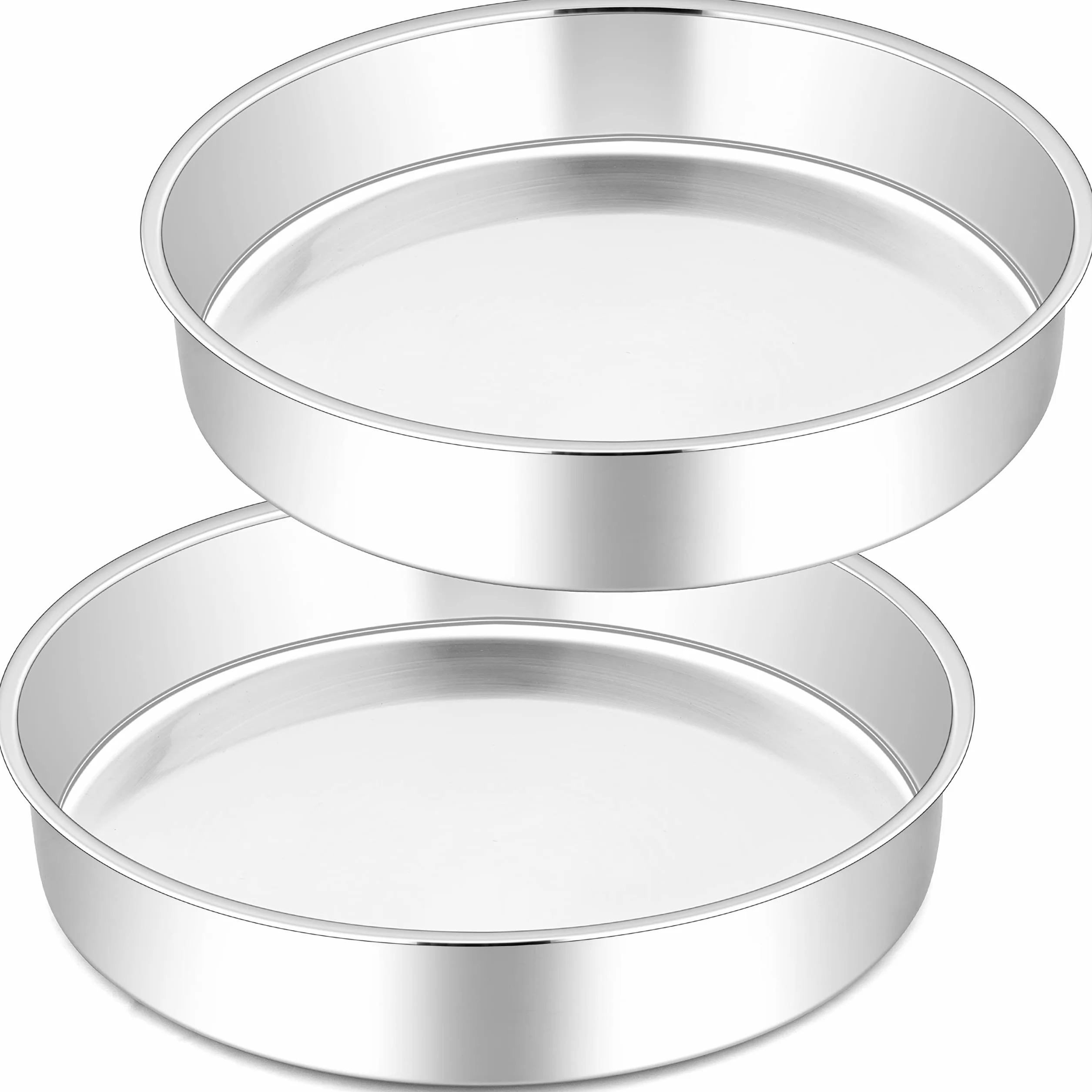 Joyfair 2 moldes redondos para tartas de acero inoxidable, saludables y no tóxicos, fáciles de limpiar y aptos para lavavajillas, 25 cm