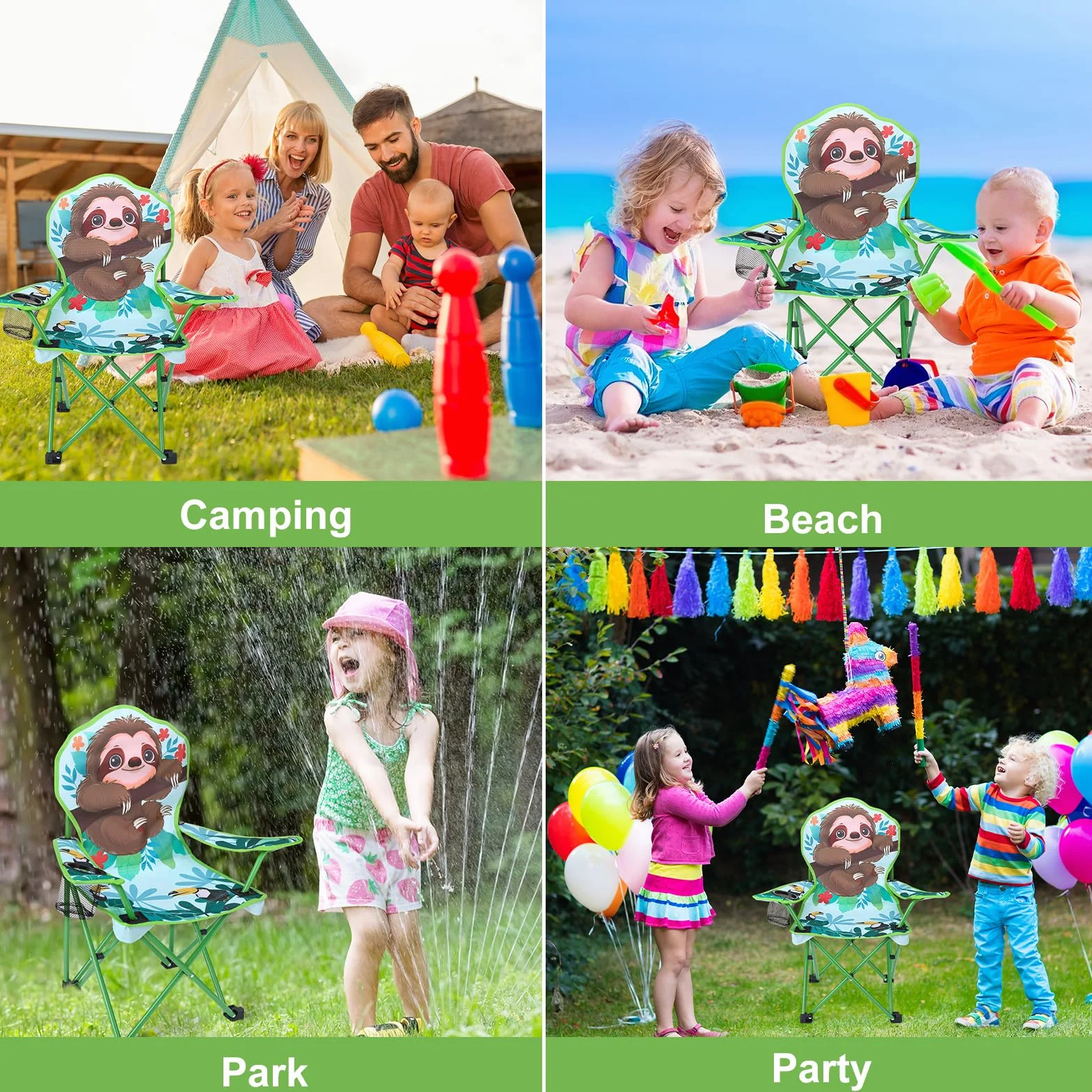Silla de camping para niños con soporte para bebidas, silla plegable para exteriores, silla plegable portátil, silla de jardín para niños, fuerte y estable, silla de camping infantil para