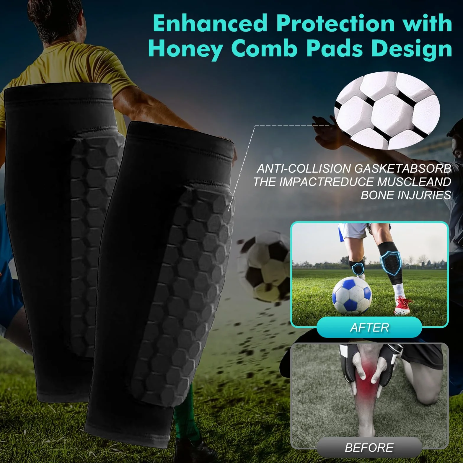 Espinilleras de Fútbol Calcetines Elásticas Transpirables Manga para Juegos Niños Niñas Adulto