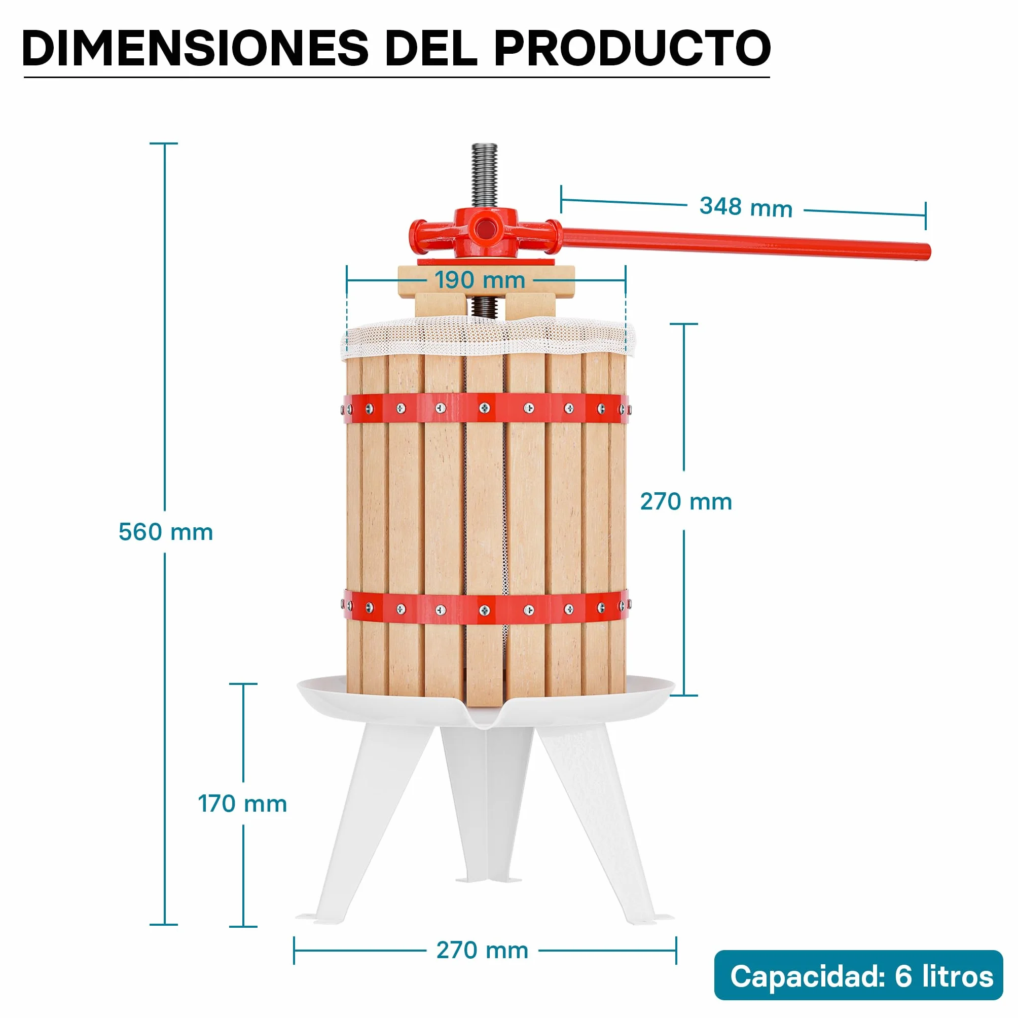 WilTec Prensa de Frutas Bayas y Mosto de 6L + triturador de Frutas y Bayas de 7L Elaboración de Bebidas