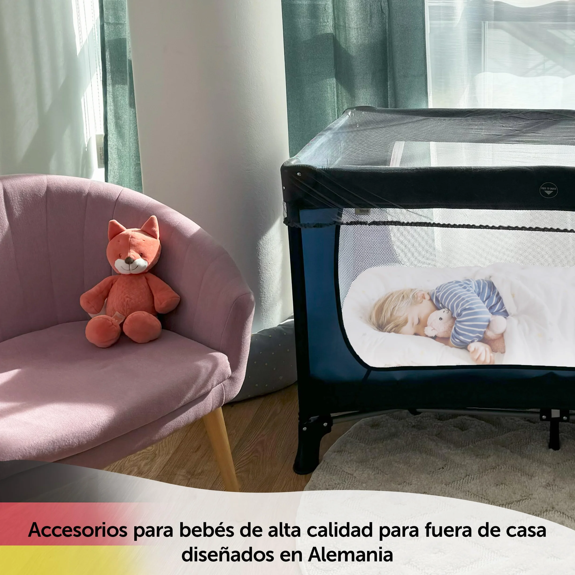 Zamboo Mosquitera Cuna Bebe 60x120 cm de Viaje Universal | Minicunas | Parque Infantil - Red Antimosquitos para Cama Niños - Transpirable - Lavable a Máquina e Higiénica - Gris