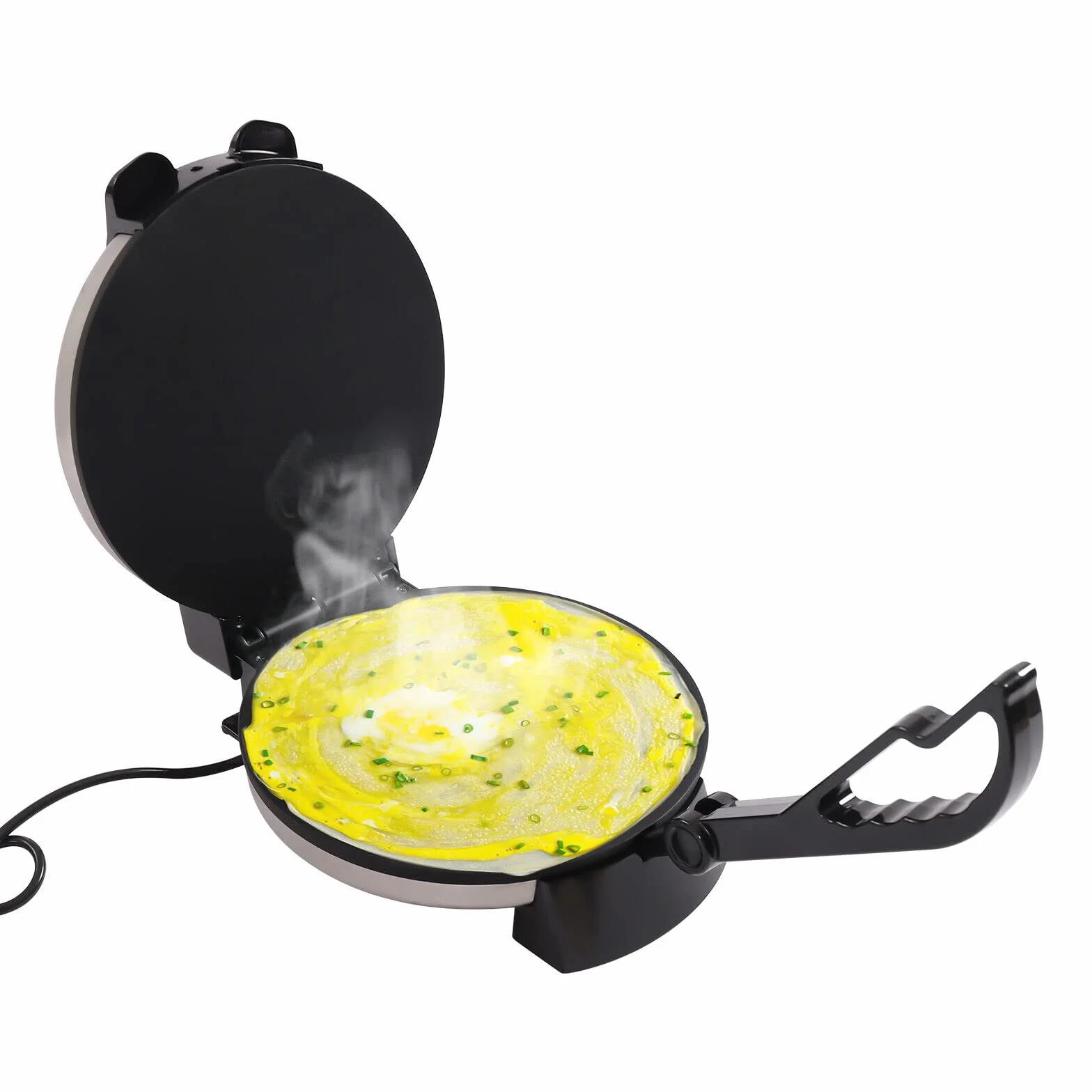 Roti Maker - Pan plano para tortilla (10 pulgadas, acero inoxidable, 1,8 kW, 220 V, para tortillas, tacos, pan plano, Chapati)