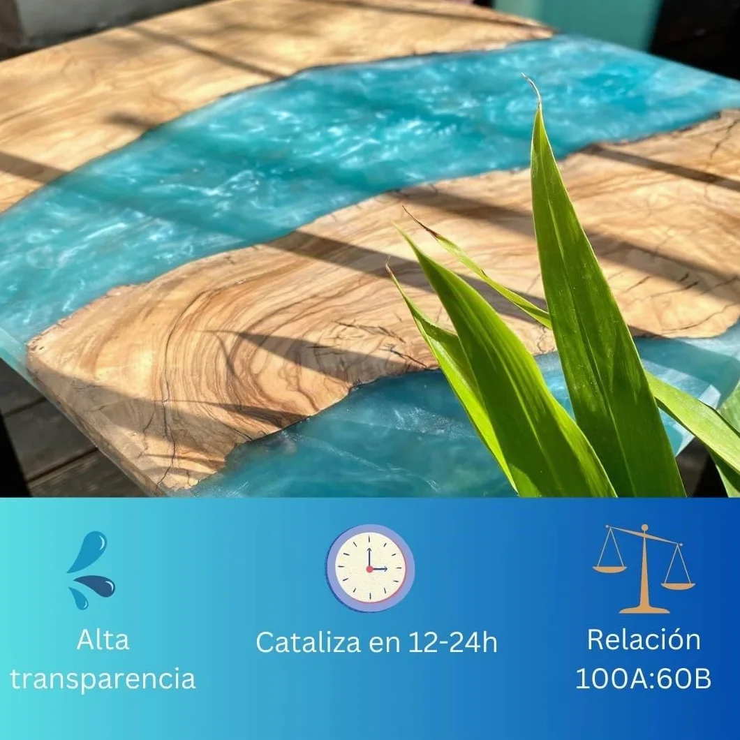 1.6 Kg Resina epoxi transparente No Tóxica una vez curada de dos componentes – Resina + Endurecedor, efecto agua para creaciones artísticas, recubrimiento de superficies, modelado, joyería, bricolaje