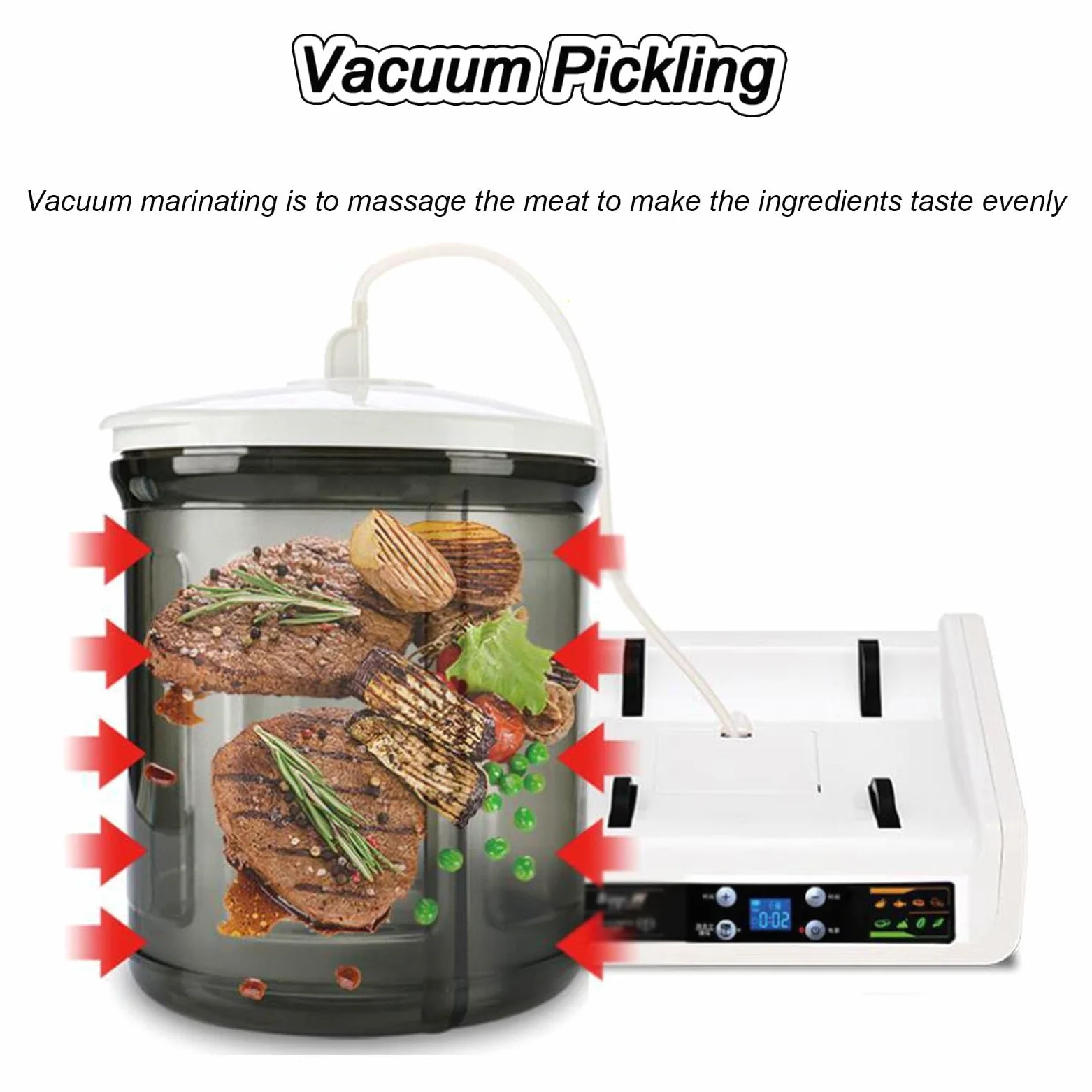 Marinadora Al Vacío Comercial para Carne Y Verduras, Marinadora Eléctrica Al Vacío para Alimentos, Multimarinadora