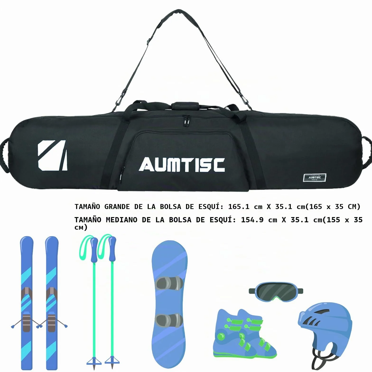 AUMTISC Bolsa de Snowboard Acolchada para Viaje Largo