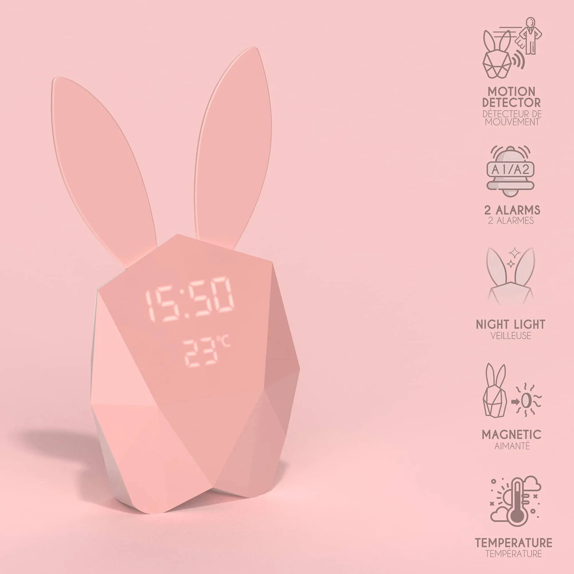 Mob Cutie Clock Connect - Reloj Despertador Inteligente con Sensor de Movimiento, Color Rosa