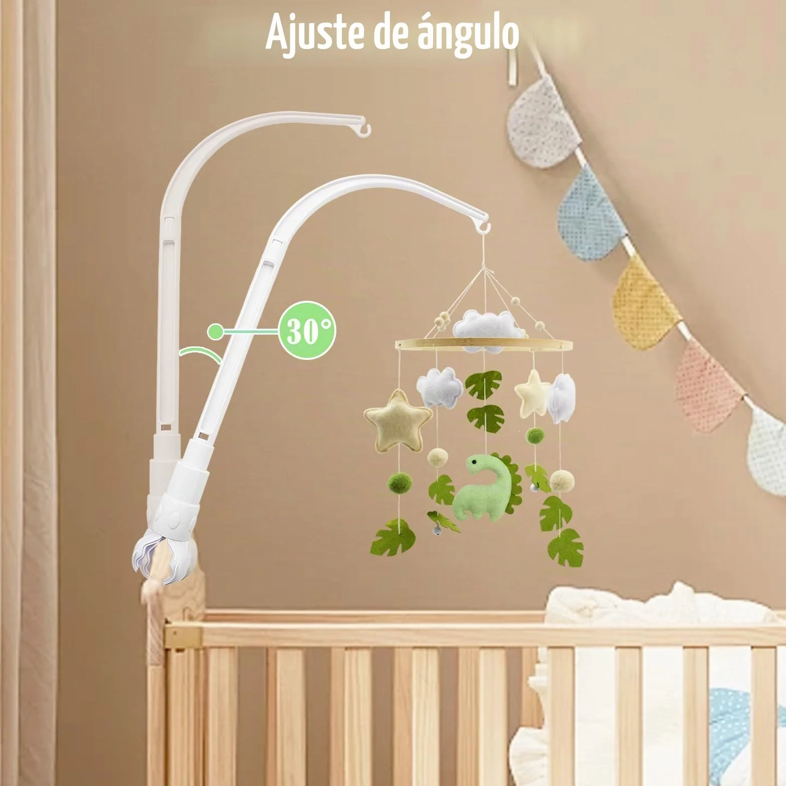 AolKee Baby Mobile Hanger 58cm abnehmbare verstellbare Halter Krippe weiß