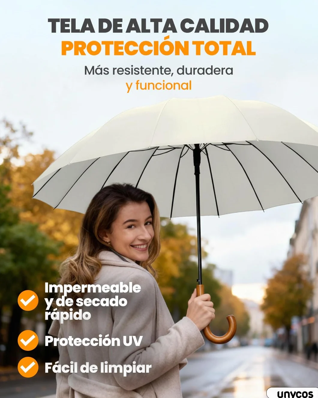 Paraguas Resistente al Viento Automático Impermeable para 2 Personas