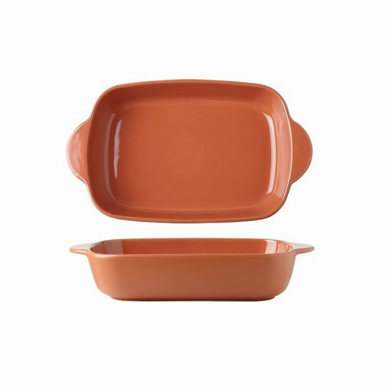 Fuentes Horno Bandeja for hornear arroz al horno con queso, utensilios especiales for horno, cuenco de cerámica, plato Rectangular for microondas de doble oreja Fuente Lasaña(Red,11inches)