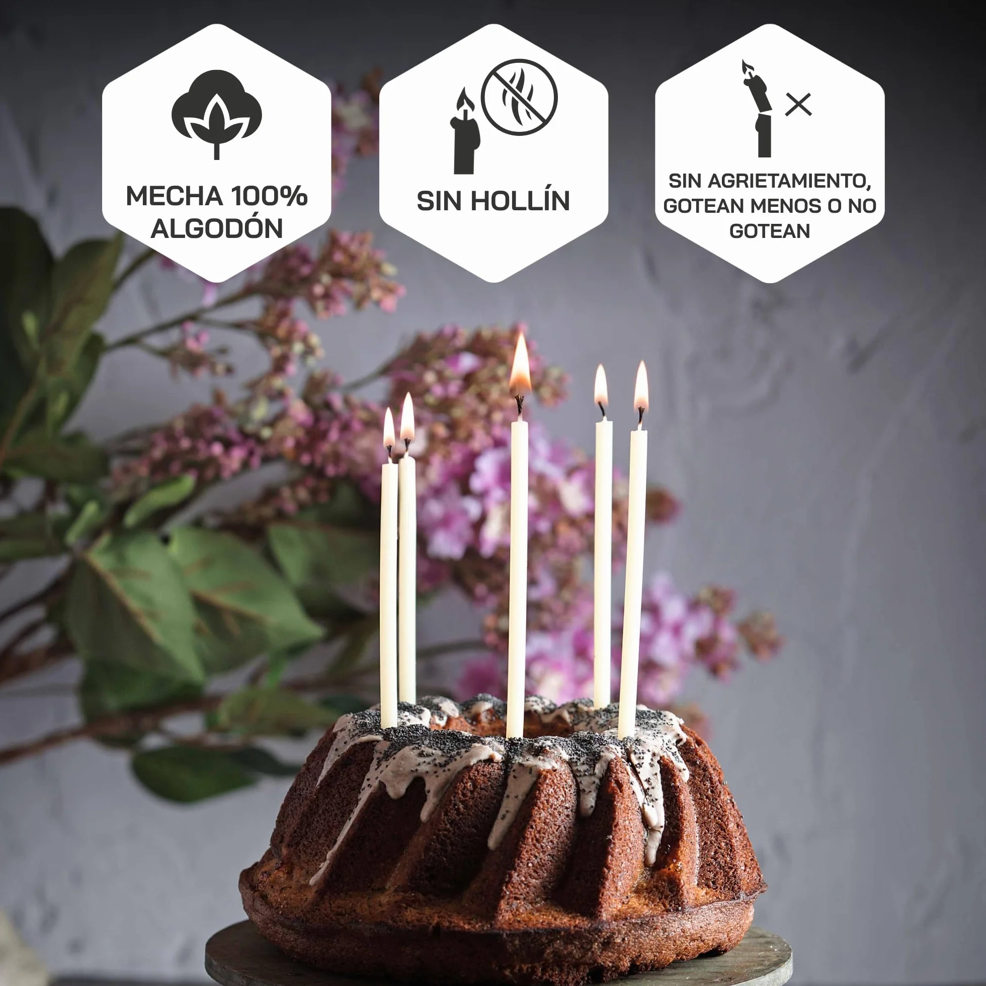 Danilovo Velas de Cera de Abeja pura, Velas Naturales para Oración de la Iglesia, Rituales, Meditación, Decoración de Tartas de Cumpleaños, 18,5 cm de largo, 50 Unidades (Blanco)