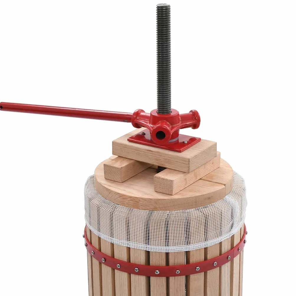 vidaXL Prensa de Vino y Fruta Mosto con Paño de Tela Utensilios Accesorios Cocina Comedor Bar Casa Hogar Menaje Preparación 30 L Madera Roble