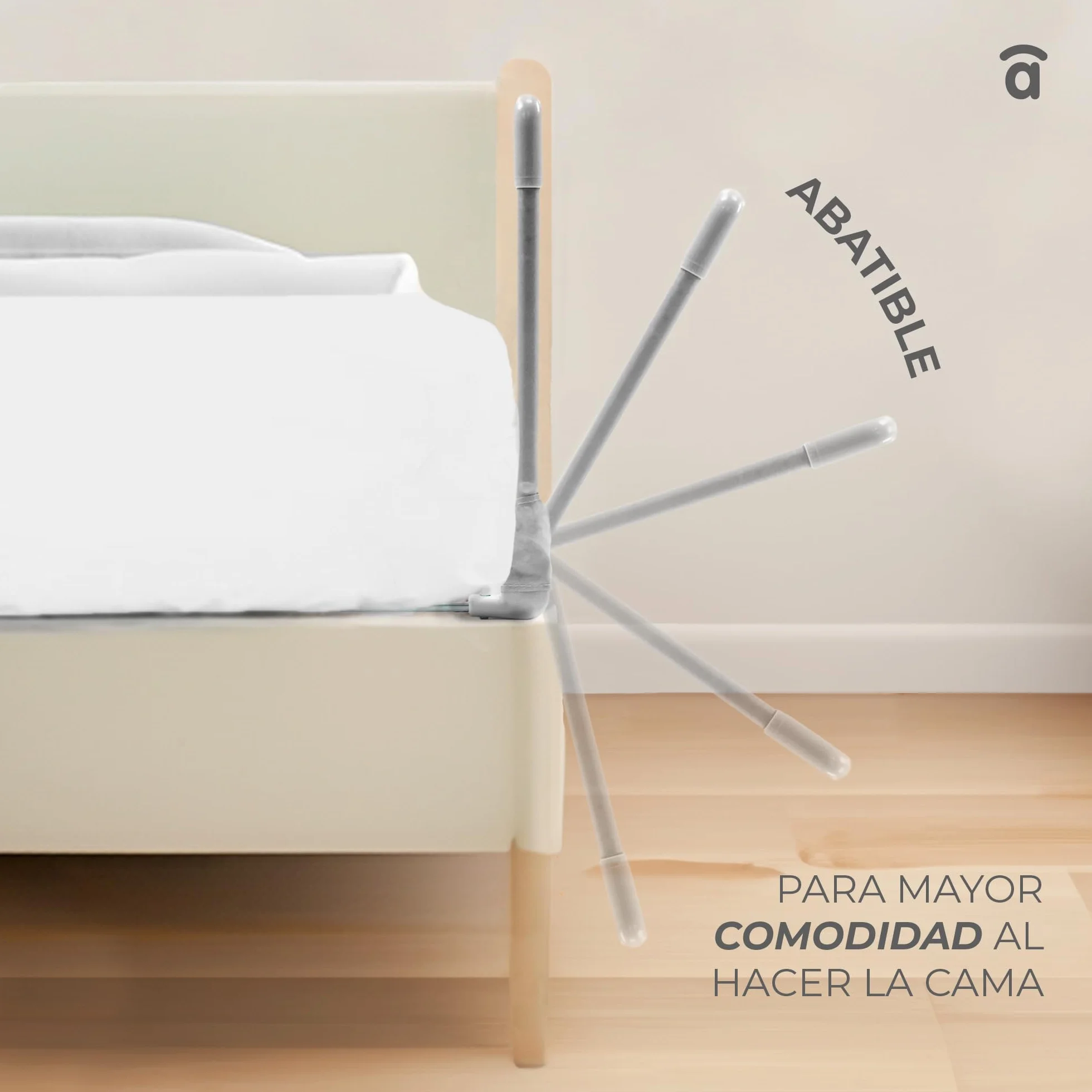 Asalvo Barrera de cama abatible 150 cm blanca
