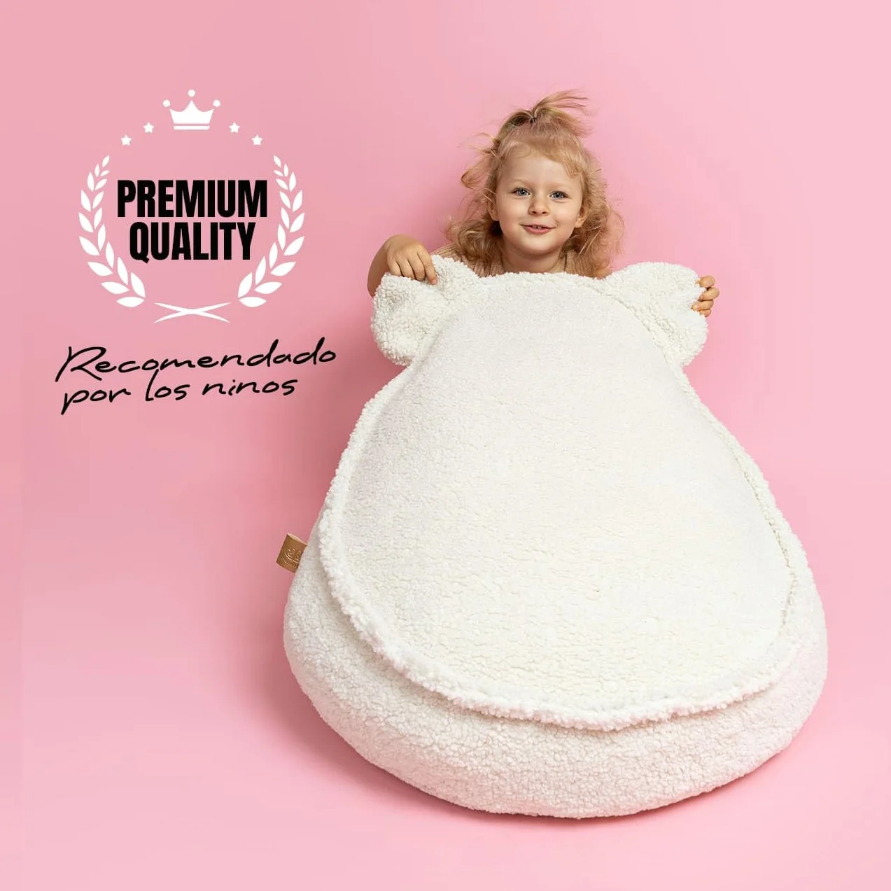 MEOWBABY Puff Oso para Niños, Beanbag, Bearly, Crema