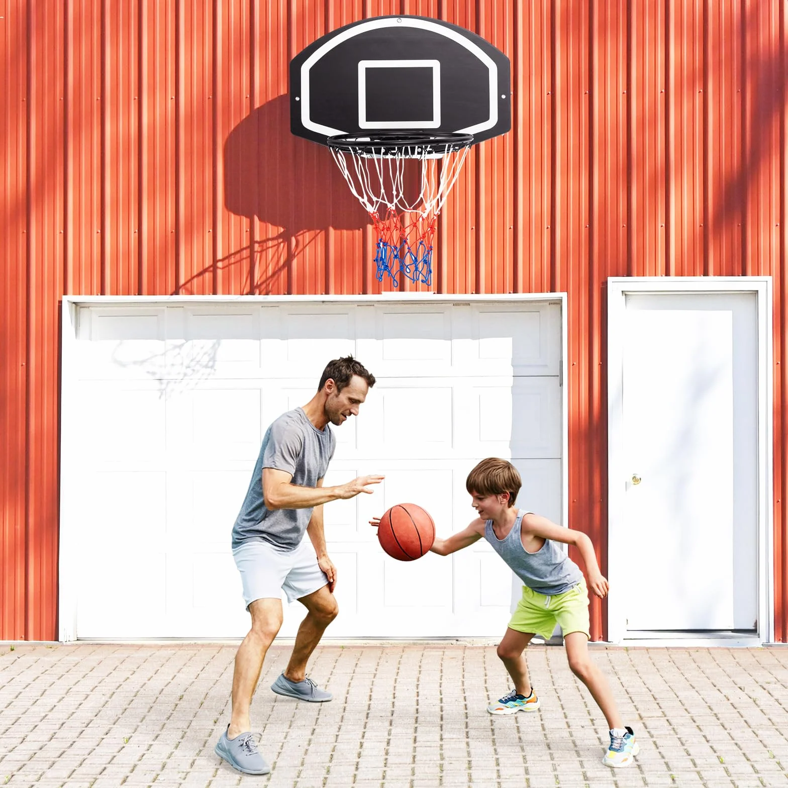 GOPLUS Canasta Baloncesto Montada en la Pared, Tablero 72x45,5cm Exterior e Interior