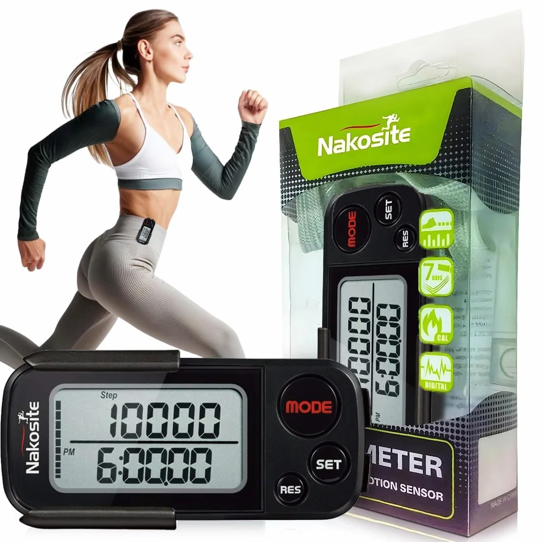 Podómetro 3D preciso con clip y correa, rastreador de actividad Bluetooth, contador de calorías, para mujer, hombre, niños
