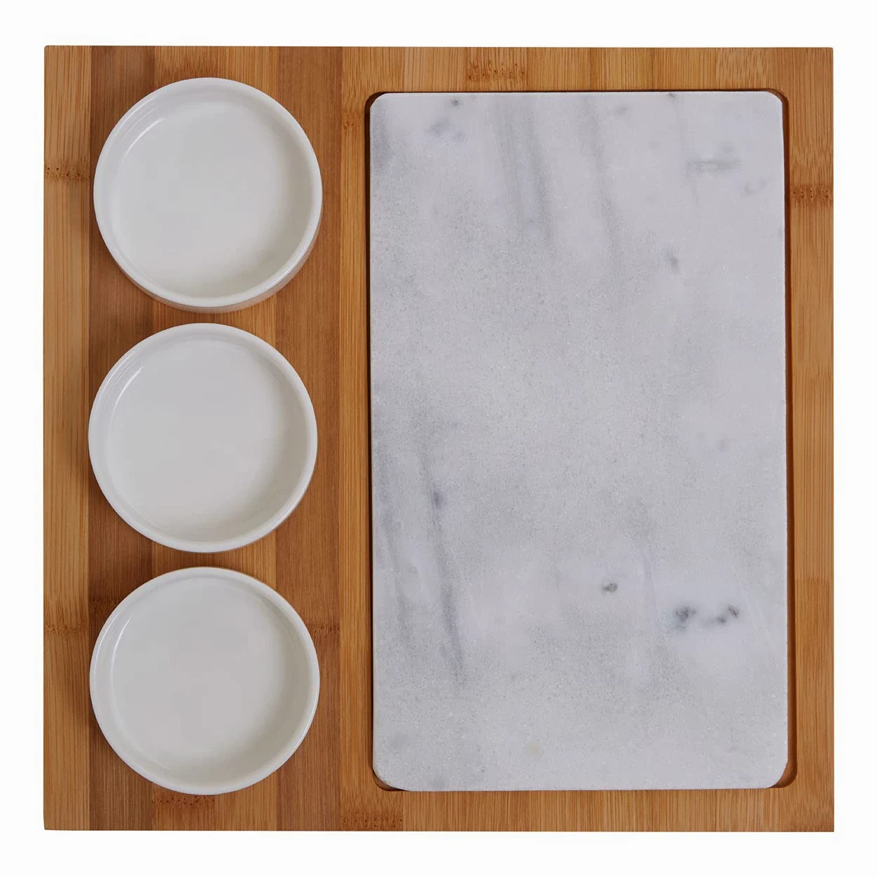 Premier Housewares 5 placas de cerámica y mármol blanco.