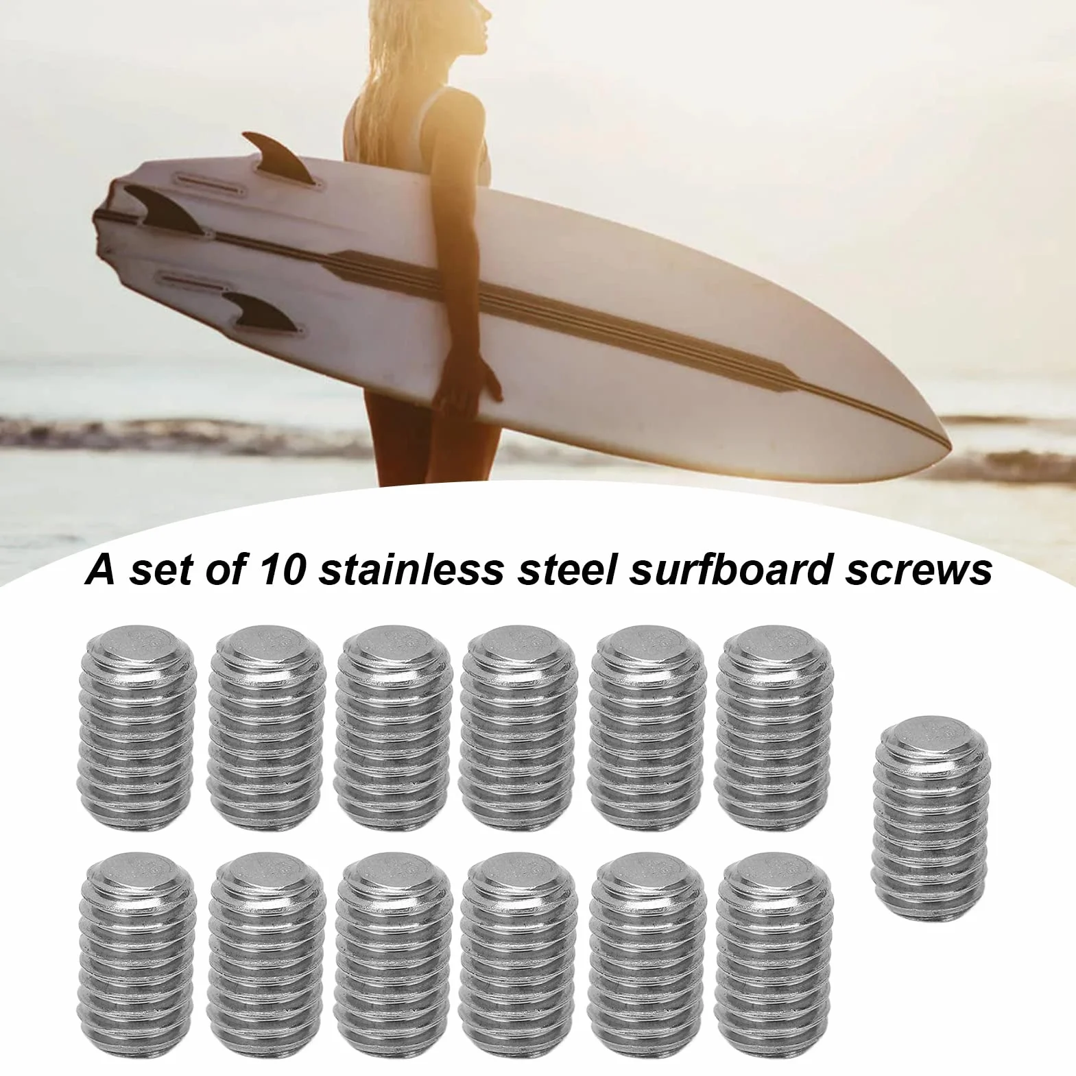 VGEBY 10 Tornillos para Aletas de Tabla de Surf, Acero Inoxidable 304, a Prueba de Herrumbre, Portátiles, M5, Aleta Grub, Tornillos de Repuesto Remar