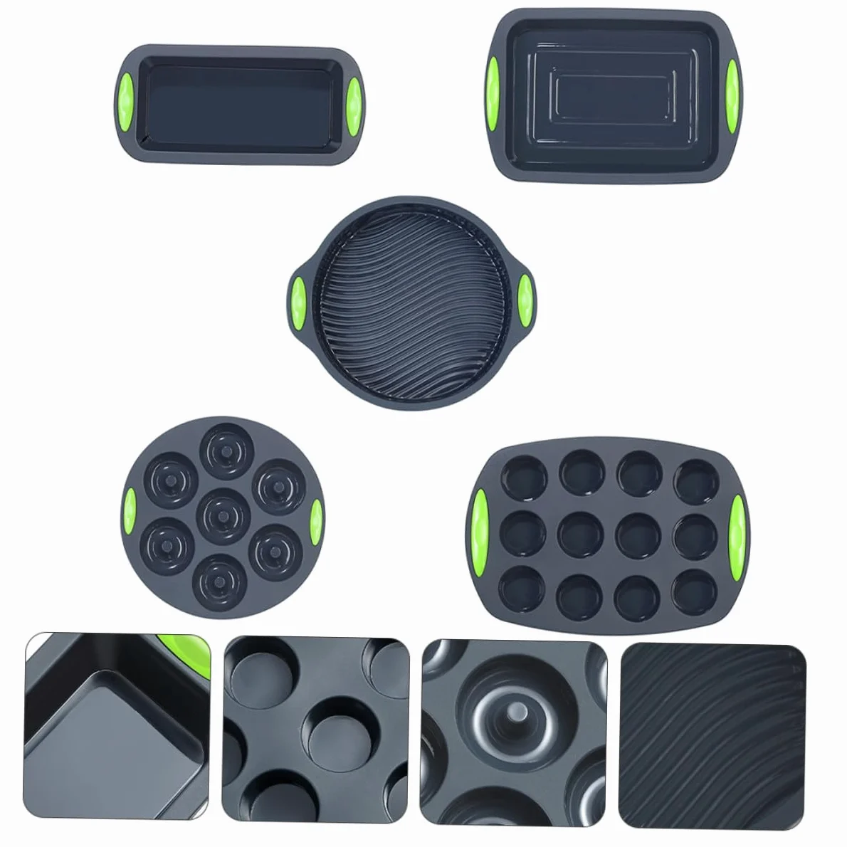 Molde de Silicona para Pastel 5 Piezas, Resistente a Temperaturas 40℃ a 240℃, Color Gris, Herramienta Práctica para Hornear DIY en Horno y Refrigerador, Utensilios Repostería