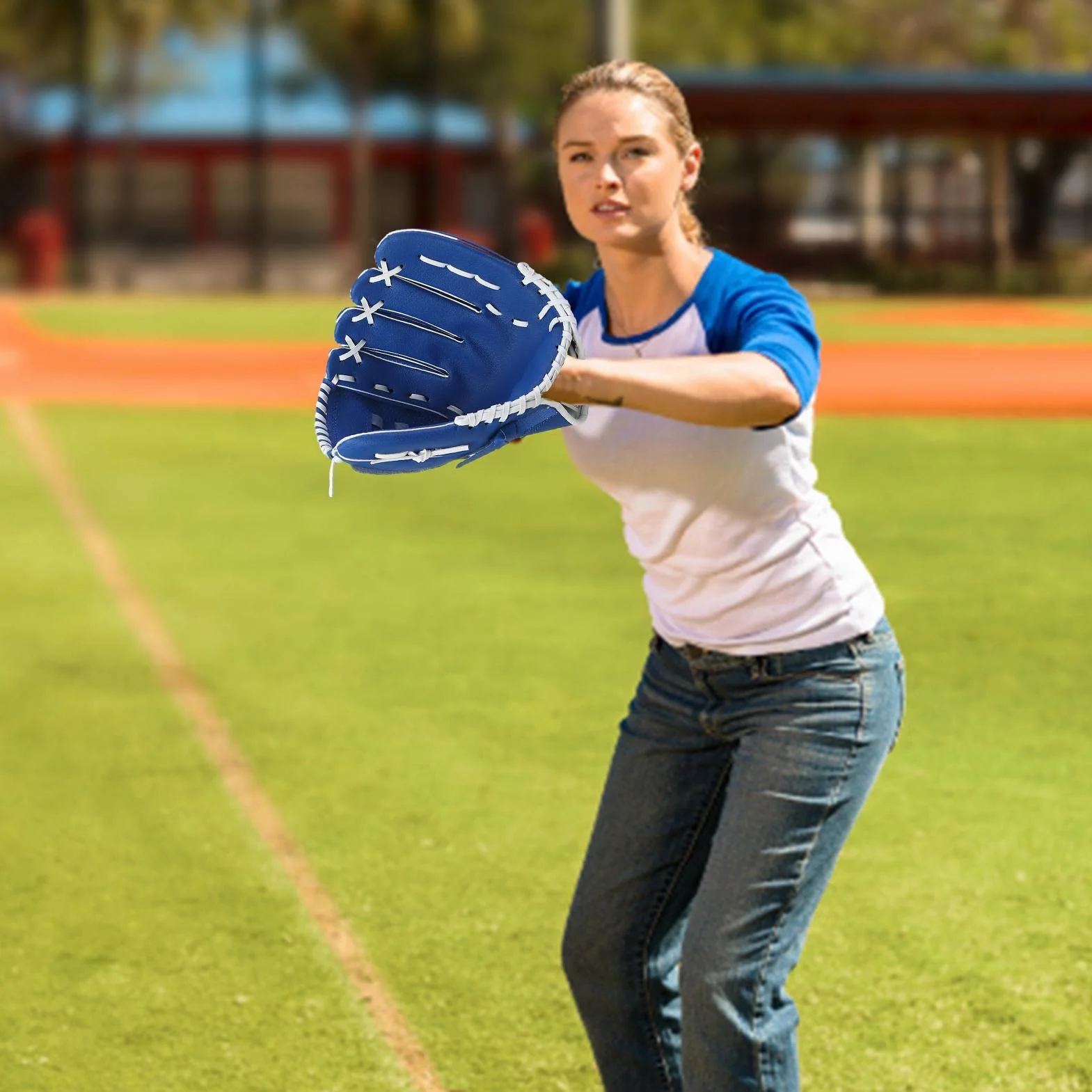 Mitón de Béisbol para Jóvenes Guantes Deportivos de Cuero PU Pitcher Batting T acolchados para Atrapar