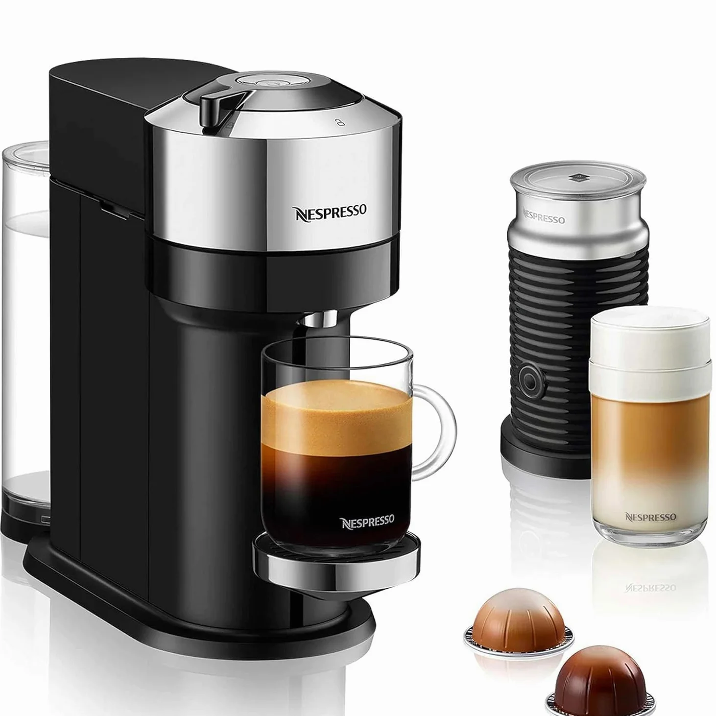 Nespresso De'Longhi Vertuo Next Deluxe by De'Longhi con Aeroccino - Cromo