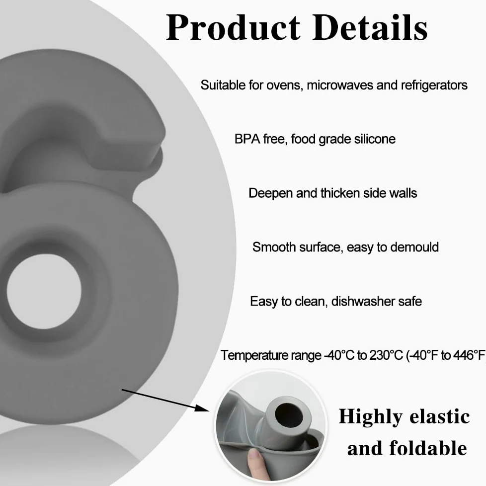 9 Piezas Espesado Silicona Molde Números Tarta 25cm 3D Grandes 10 Pulgadas Para Tartas De Cumpleaños Bodas Fiestas Aniversarios