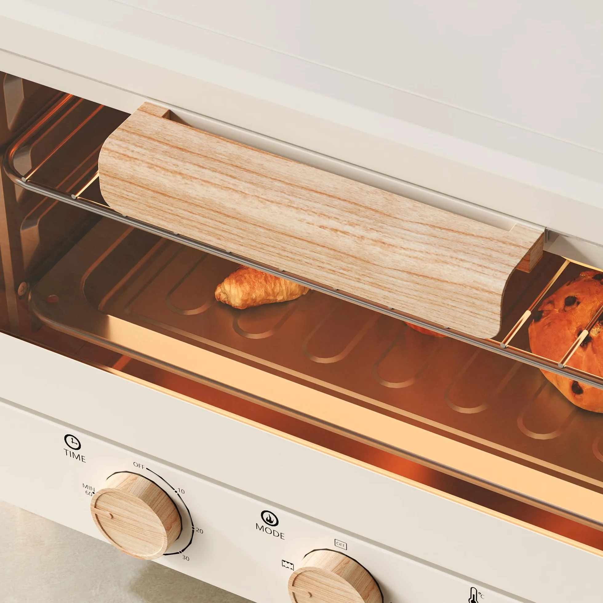 HOMCOM Horno Eléctrico de Sobremesa 16L 1400W con Puerta de Vidrio Temporizador y Temperatura Ajustables hasta 230℃ Crema