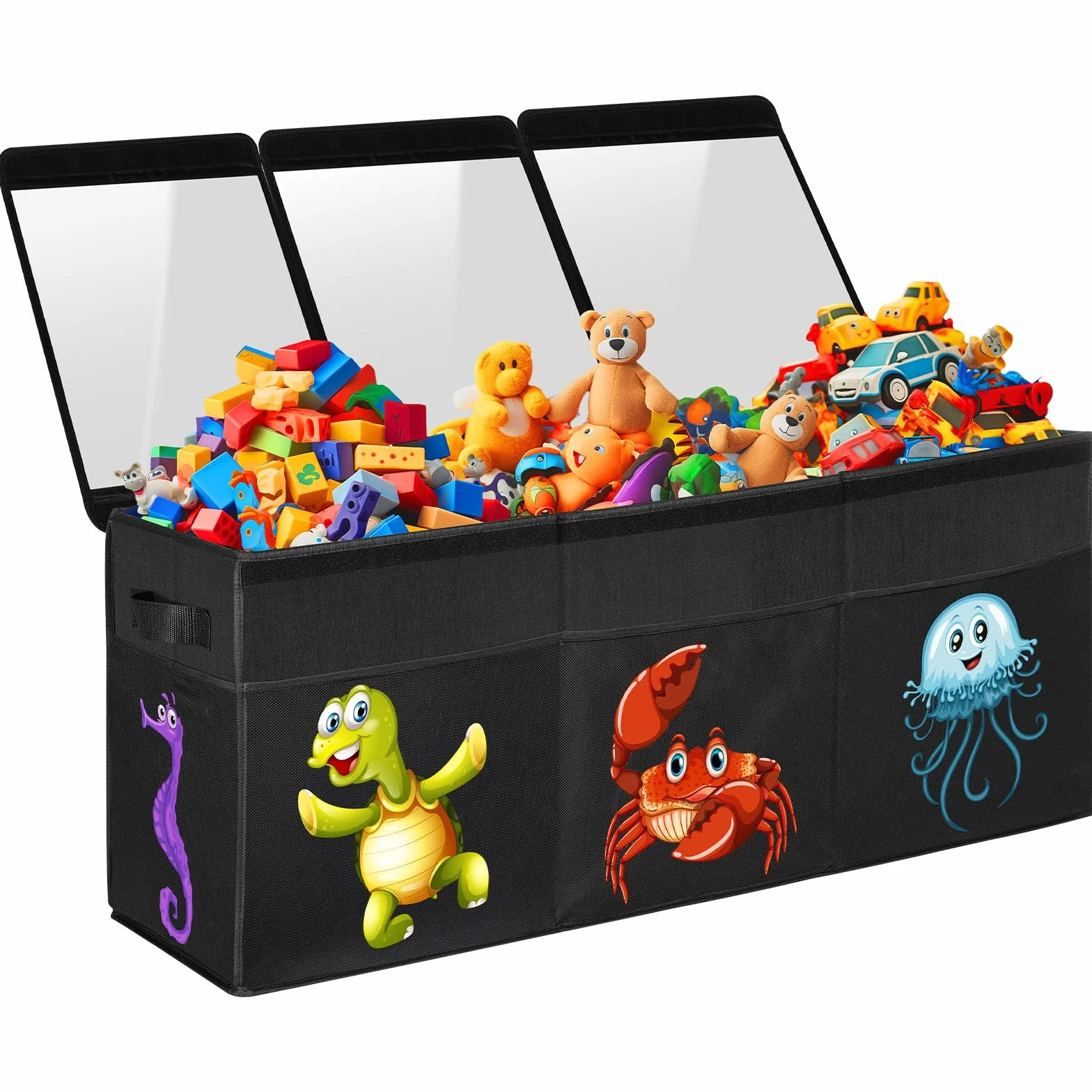 YOHOOLYO Caja de juegos infantil plegable con tapa 155 l extragrande 160 kg 100 x 41 x 32 cm